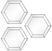 Dreiteiliges Spiegel-Set in Wabenform, aus der Vorderansicht fotografiert.