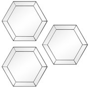 Dreiteiliges Spiegel-Set in Wabenform, aus der Vorderansicht fotografiert.