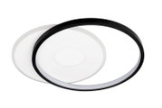 Moderne LED-Deckenleuchte in Schwarz und Weiß, seitliche Perspektive