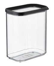 Doorzichtige voorraadbus Modula 1500 ml met zwart deksel, zijaanzicht