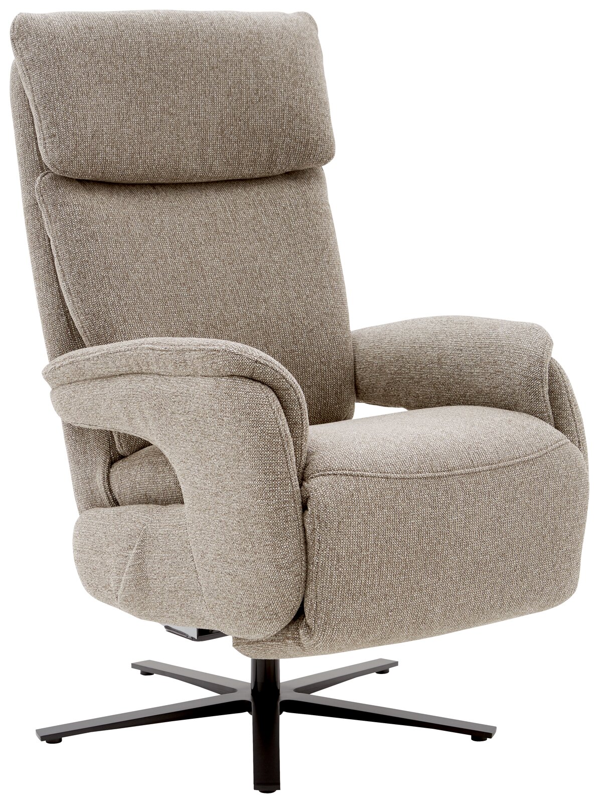 Beiger Fernsehsessel Dieter Knoll VARO STYLE LAZYLINE mit schwarzem Drehfuß, seitliche Perspektive