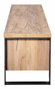 Houten tv-lowboard met metalen frame, zijaanzicht