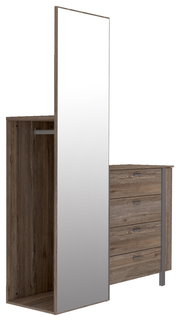 Kommode mit Spiegel in Holzoptik, seitliche Perspektive