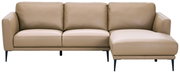 Beige Ledersofa mit Longchair, Vorderansicht