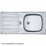 Edelstahlspüle mit Abtropffläche, Draufsicht, auch spiegelbildlich einbaubar