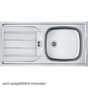 Edelstahlspüle mit Abtropffläche, Draufsicht, auch spiegelbildlich einbaubar