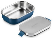 Lunchbox 900ml in tiefem Blau mit abnehmbarem Deckel, aus Edelstahl, perspektivisch von oben gezeigt
