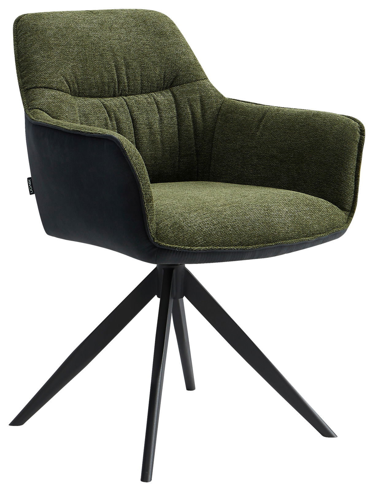 Novel Sessel AKITA Moderner grüner Sessel mit schwarzem Gestell, seitliche Perspektive