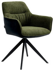 Moderner grüner Sessel mit schwarzem Gestell, seitliche Perspektive