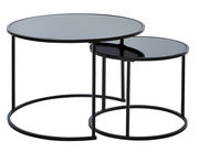 Zweier-Set Couchtische aus schwarzem Metall, ineinander verschachtelt, seitliche Perspektive