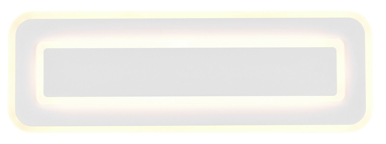 Rechteckige LED-Deckenleuchte mit abgerundeten Ecken, Ansicht von unten