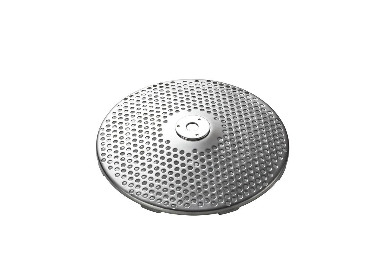 Metallscheibe mit vielen Löchern, von oben betrachtet
