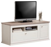 CAMRON tv-lowboard in lichte houtlook met tv en decoratie, vooraanzicht
