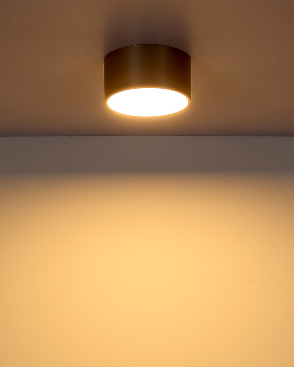 Globo Lighting Deckenleuchte BERTHOLD Moderne Deckenleuchte Globo Lighting BERTHOLD in zylindrischer Form, von unten betrachtet, mit warmem Lichtschein.