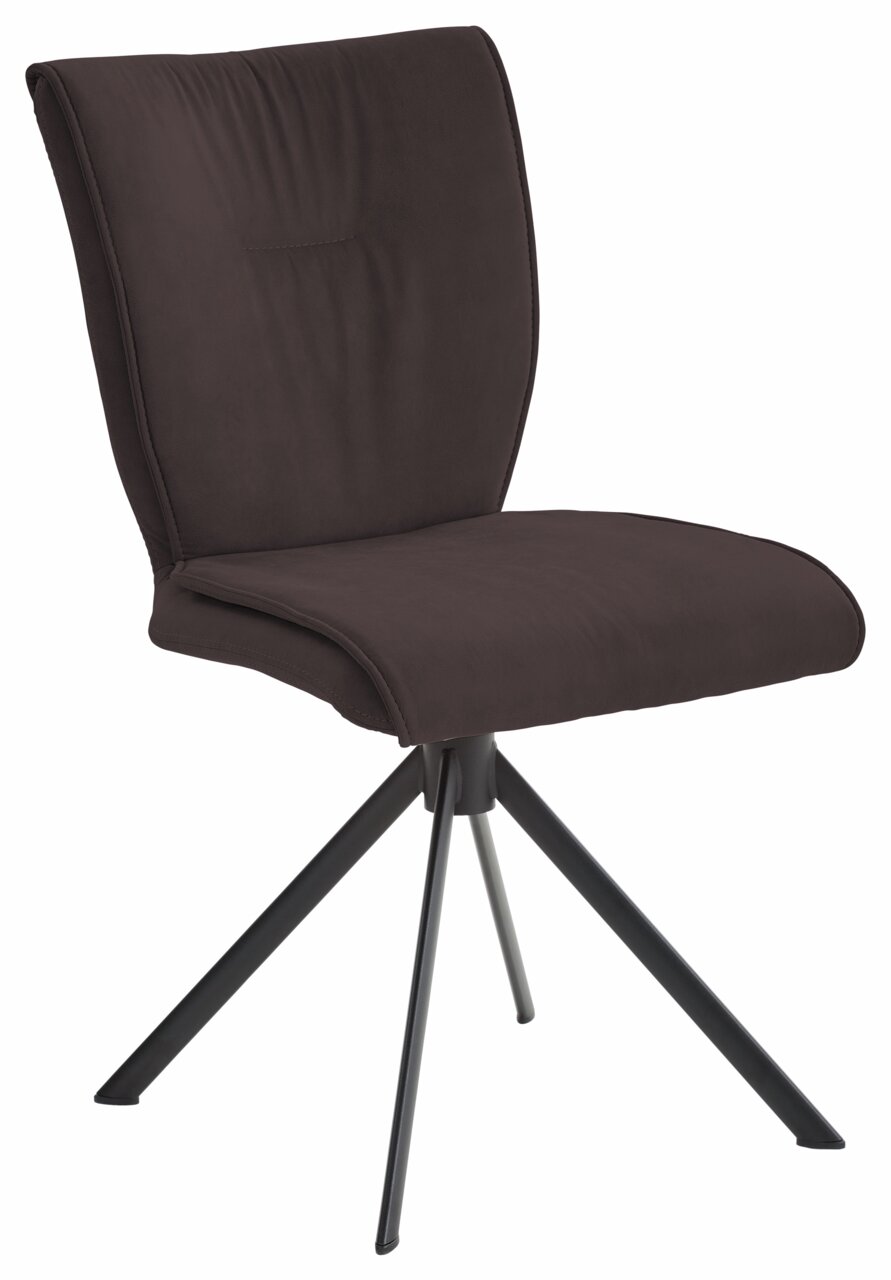 Dieter Knoll Stoel JAZZ Moderner brauner Stuhl mit schwarzem Metallgestell, seitliche Perspektive