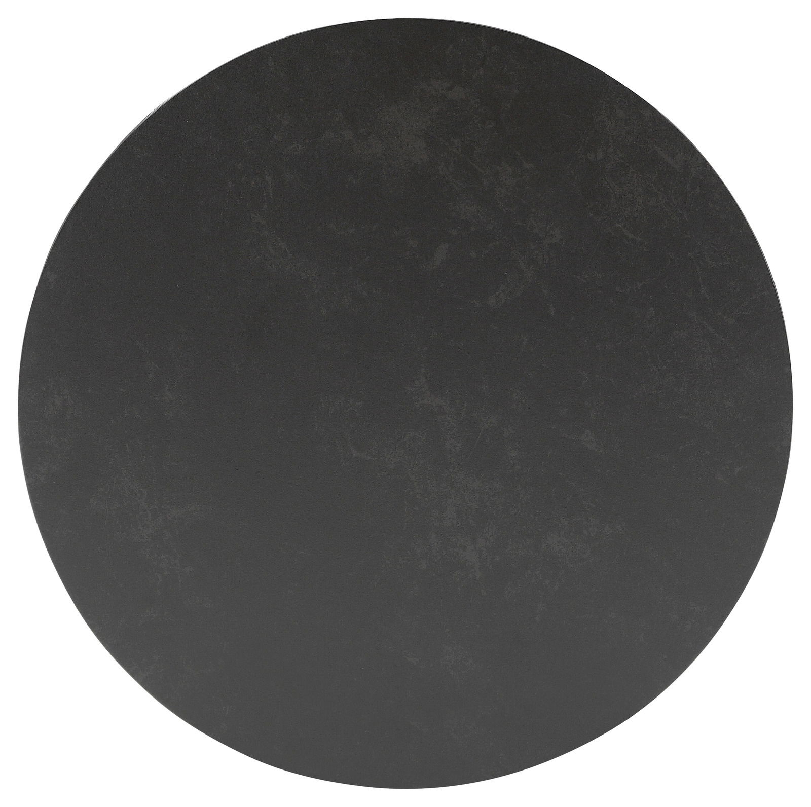 Runde Tischplatte in schwarzer Farbe, Draufsicht