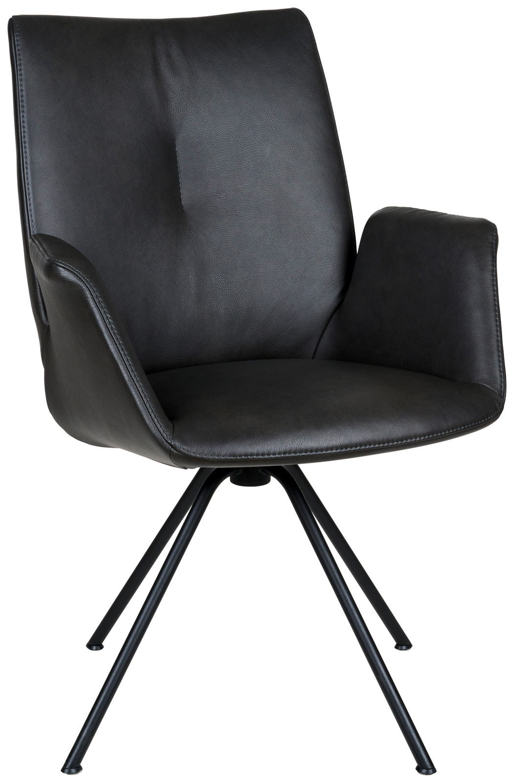 Dieter Knoll Sessel DERBY Moderner schwarzer Sessel mit Metallbeinen, seitliche Perspektive