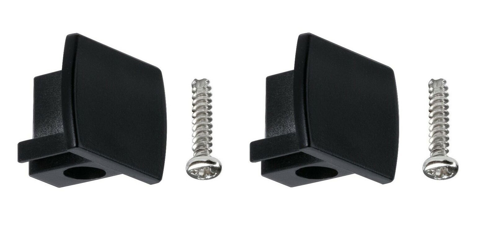 PAULMANN Endkappen URAIL Zwei schwarze Endkappen mit Schrauben, seitliche Perspektive