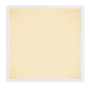 Quadratische LED-Lichtpanel-Leuchte mit weißem Rahmen und warmweiß leuchtender Fläche, Frontalansicht