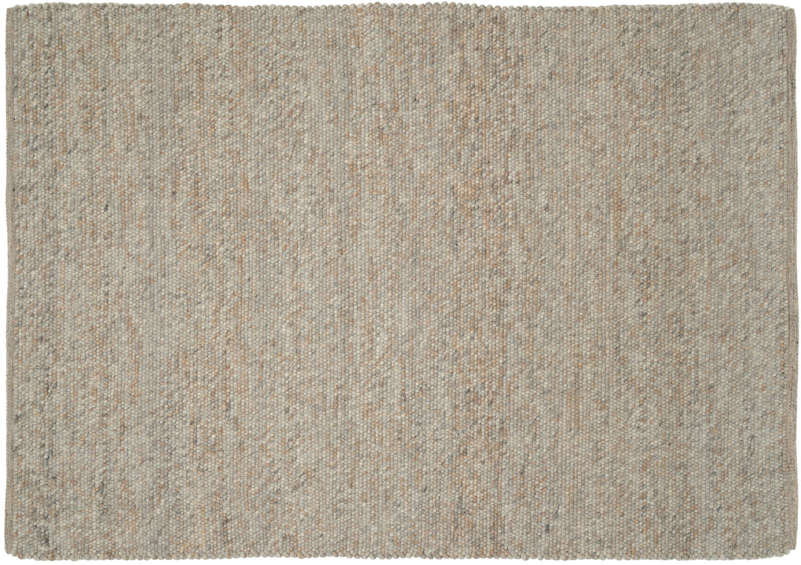 Handgewebter Teppich in neutralen Beige- und Grautönen, Draufsicht