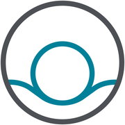 Symbol eines stilisierten Kreises mit geschwungenen Linien, Draufsicht