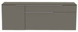 Frontansicht eines modernen, grauen Hänge-Lowboards mit zwei Schubladen und einem Schrankfach.