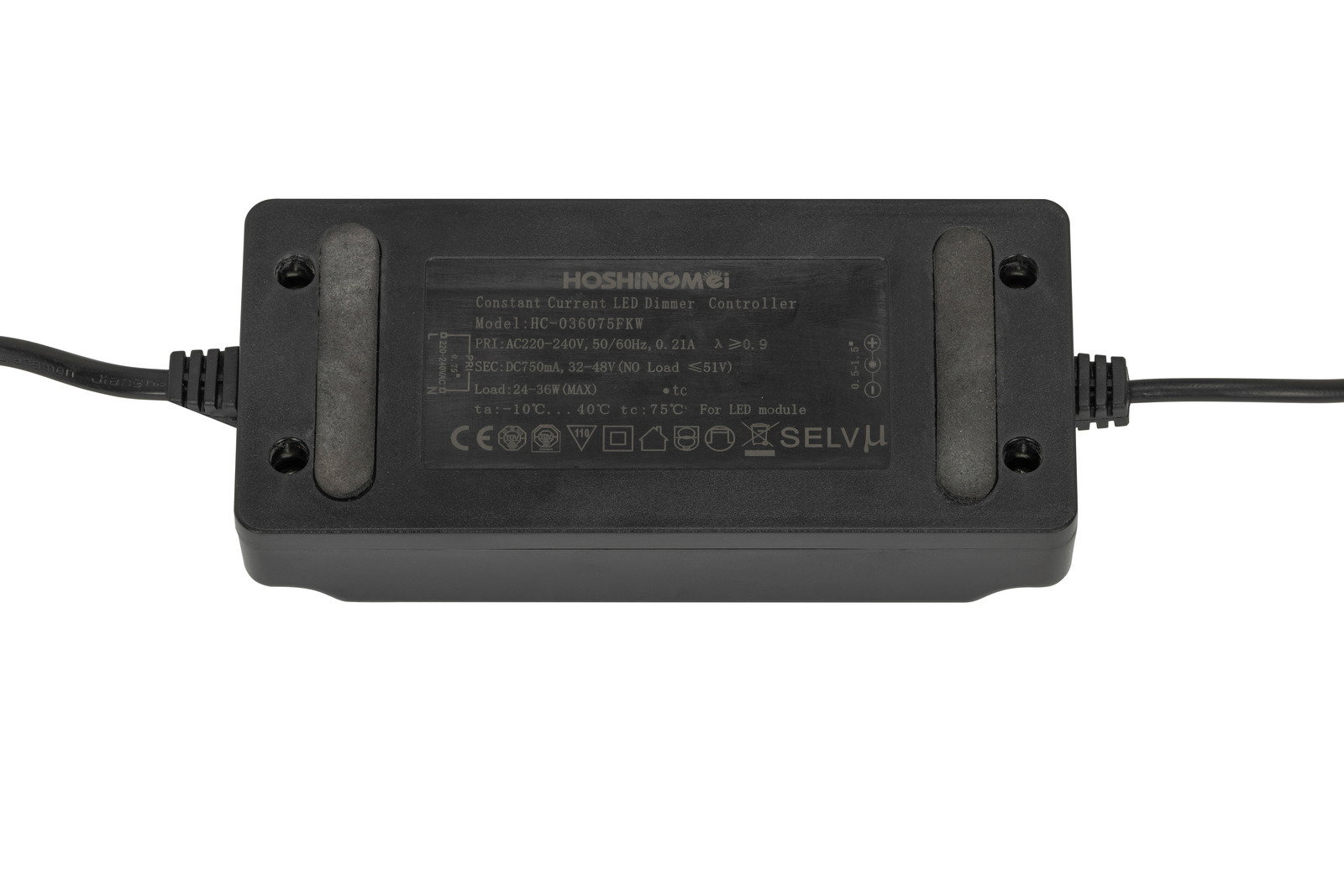 LED-Dimmer-Controller von oben mit Kabelanschlüssen