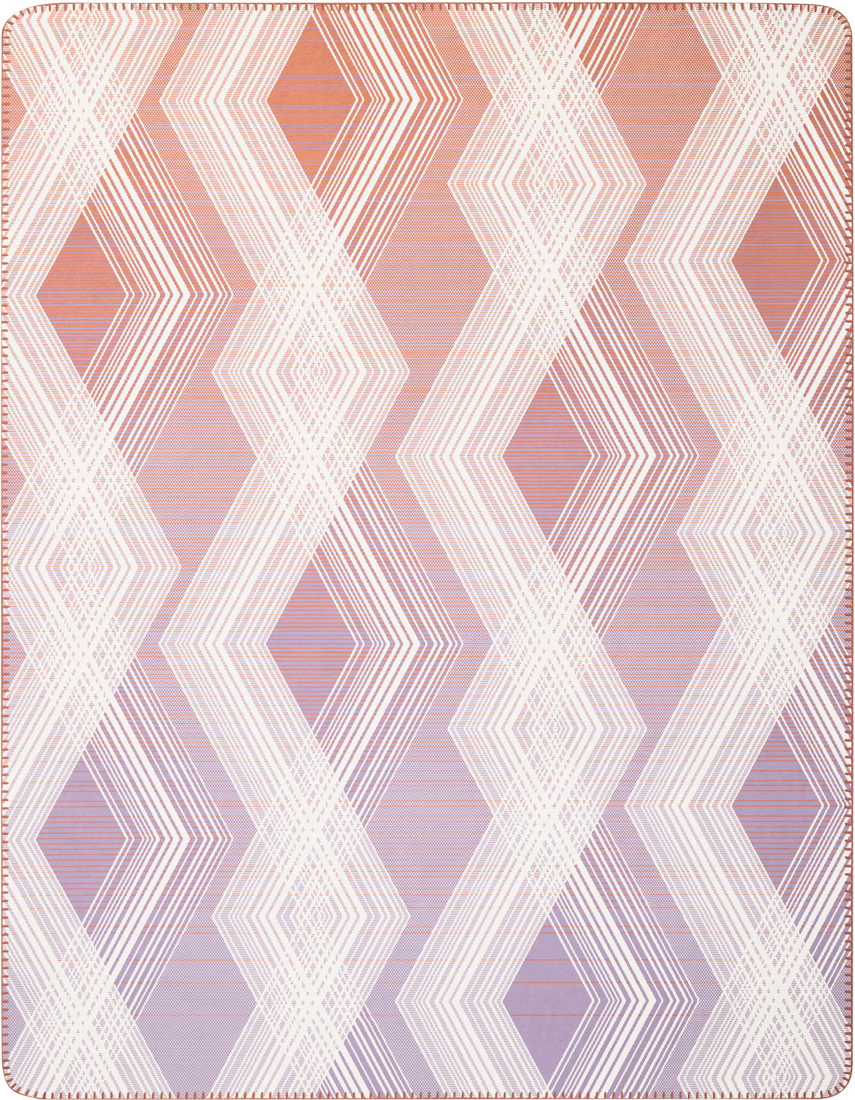 Wohndecke mit geometrischem Muster in Weiß und Rosa, Draufsicht