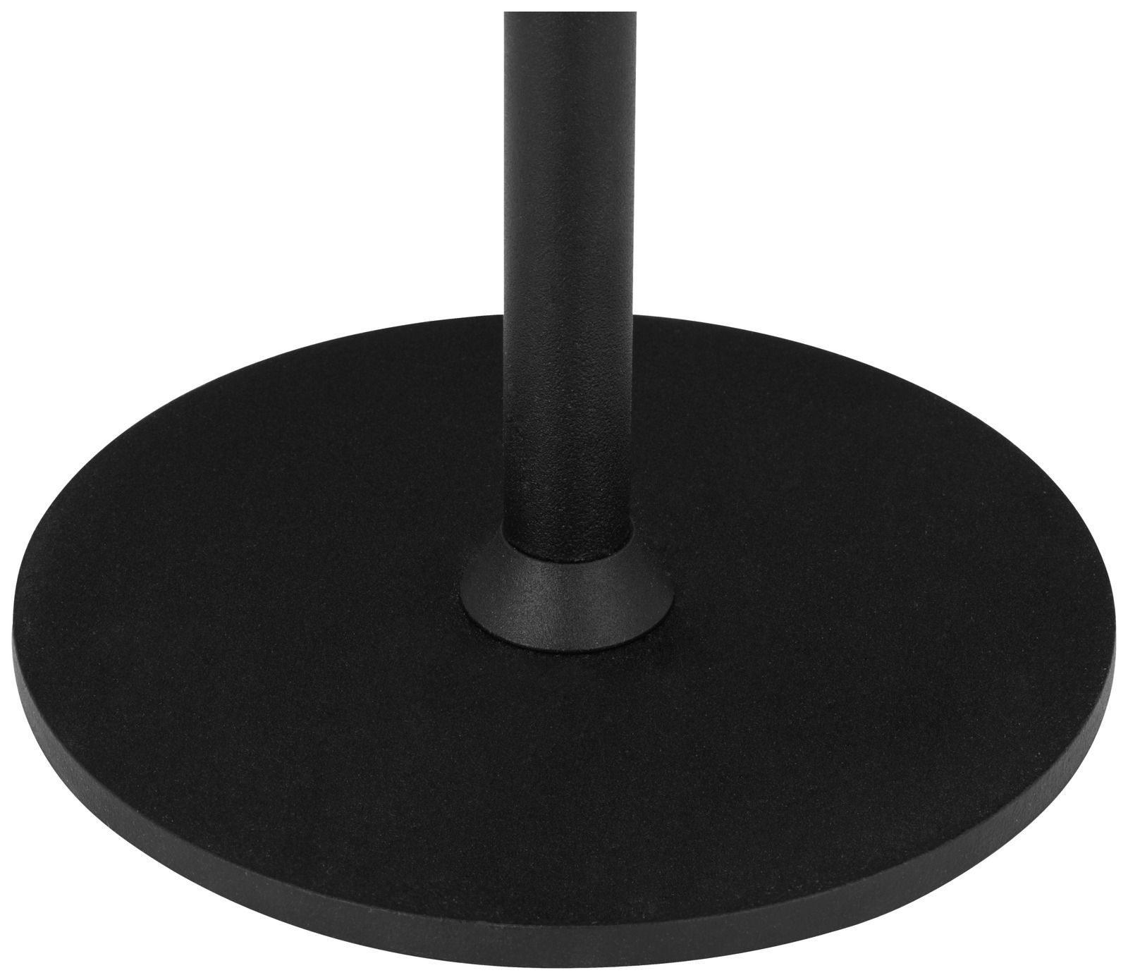 Schwarzer runder Sockel einer Akku-Tischleuchte, Ansicht von oben