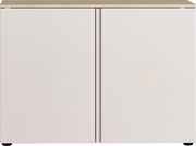 Moderne Kommode mit zwei Türen in heller Holzoptik, Frontalansicht