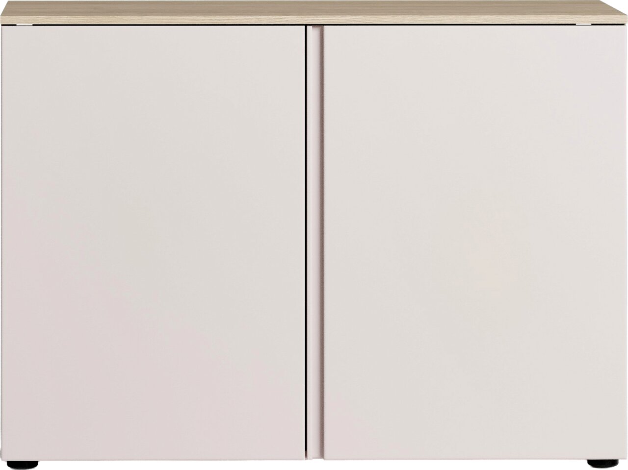 Moderne Kommode mit zwei Türen in heller Holzoptik, Frontalansicht