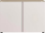 Moderne Kommode mit zwei Türen in heller Holzoptik, Frontalansicht