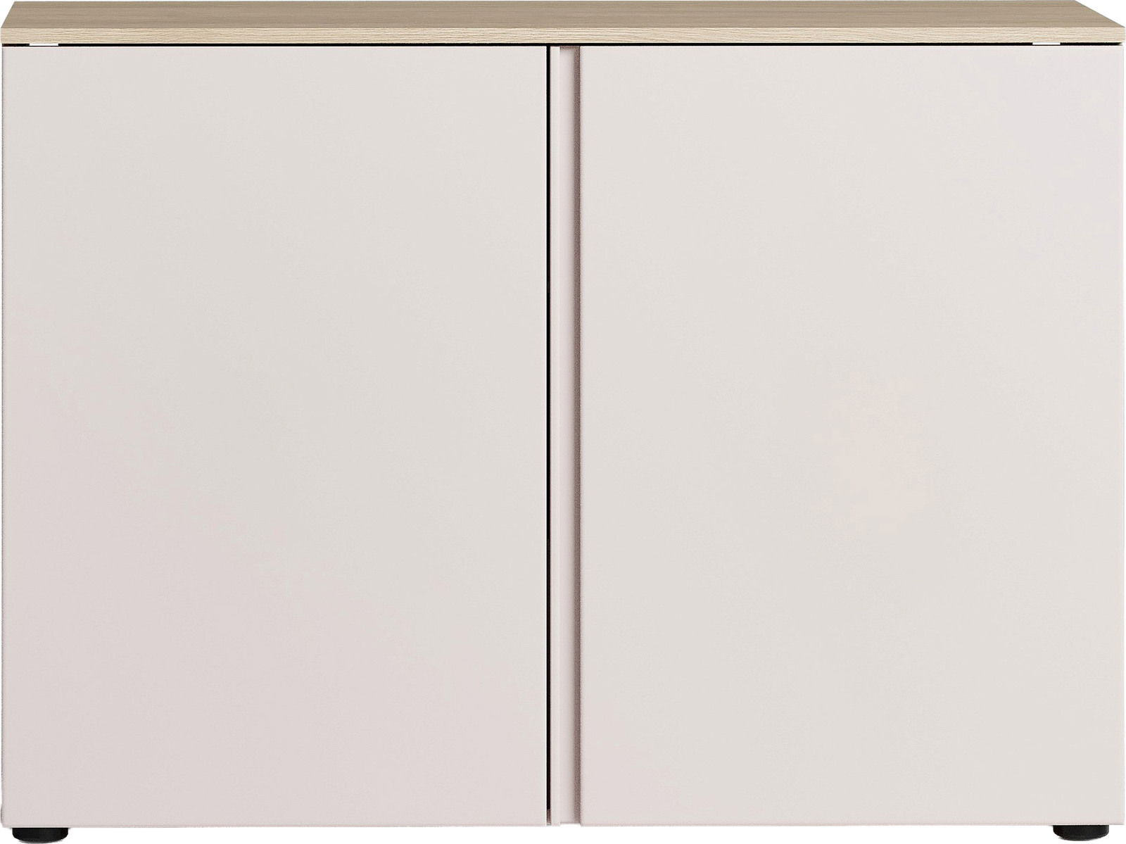 Moderne Kommode mit zwei Türen in heller Holzoptik, Frontalansicht