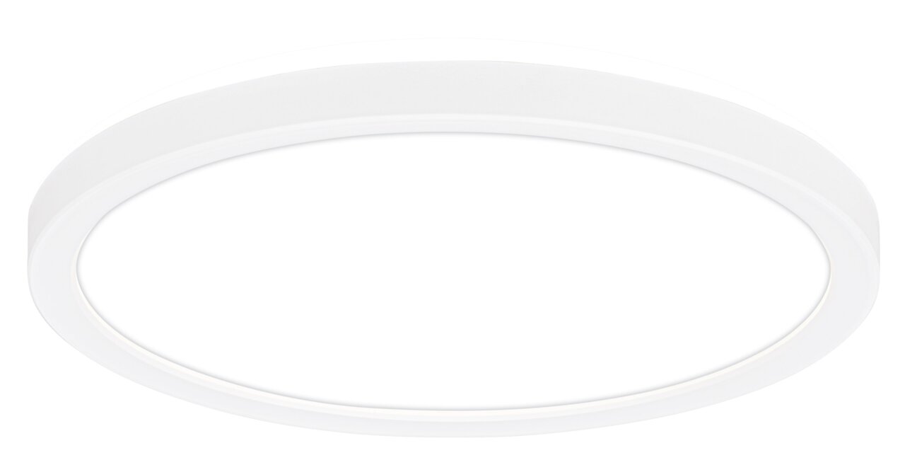 Runde LED-Deckenleuchte mit Bewegungssensor, seitliche Perspektive