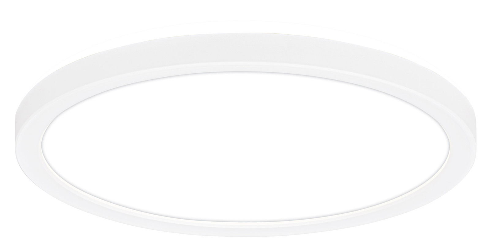 Runde LED-Deckenleuchte mit Bewegungssensor, seitliche Perspektive