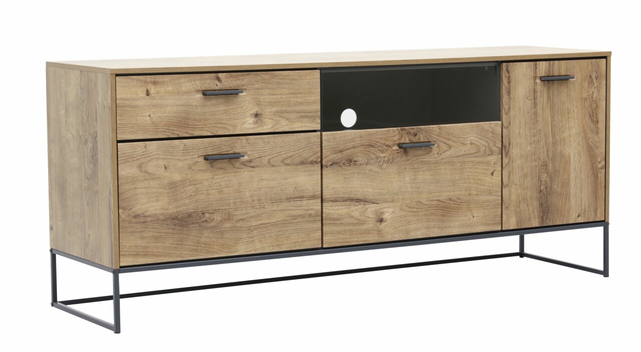 Zurbrüggen Dressoir MANHATTAN Holzoptik Sideboard MANHATTAN mit Metallgestell, seitliche Perspektive