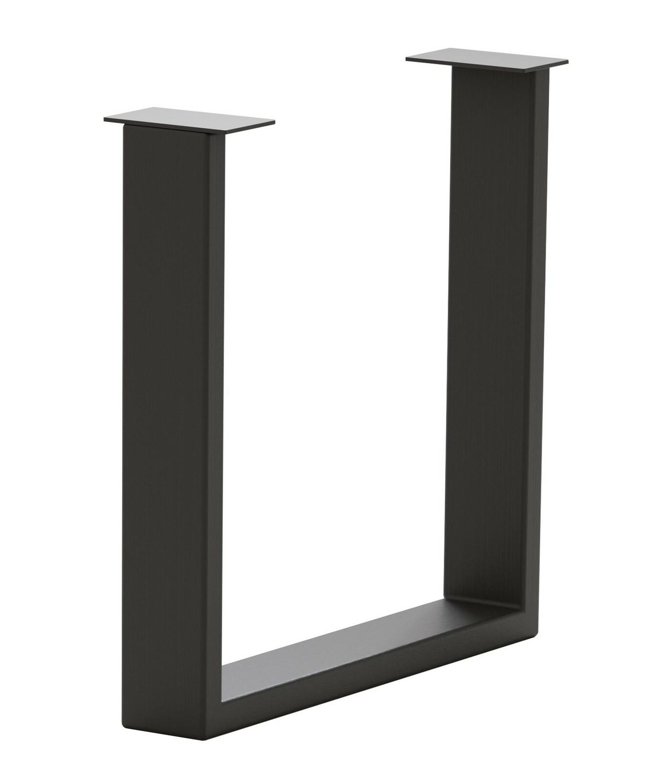 Schwarzes Tischgestell in U-Form aus Metall, seitliche Perspektive