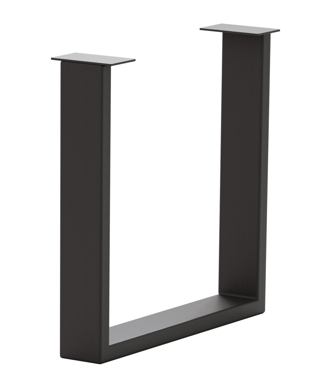 Schwarzes Tischgestell in U-Form aus Metall, seitliche Perspektive