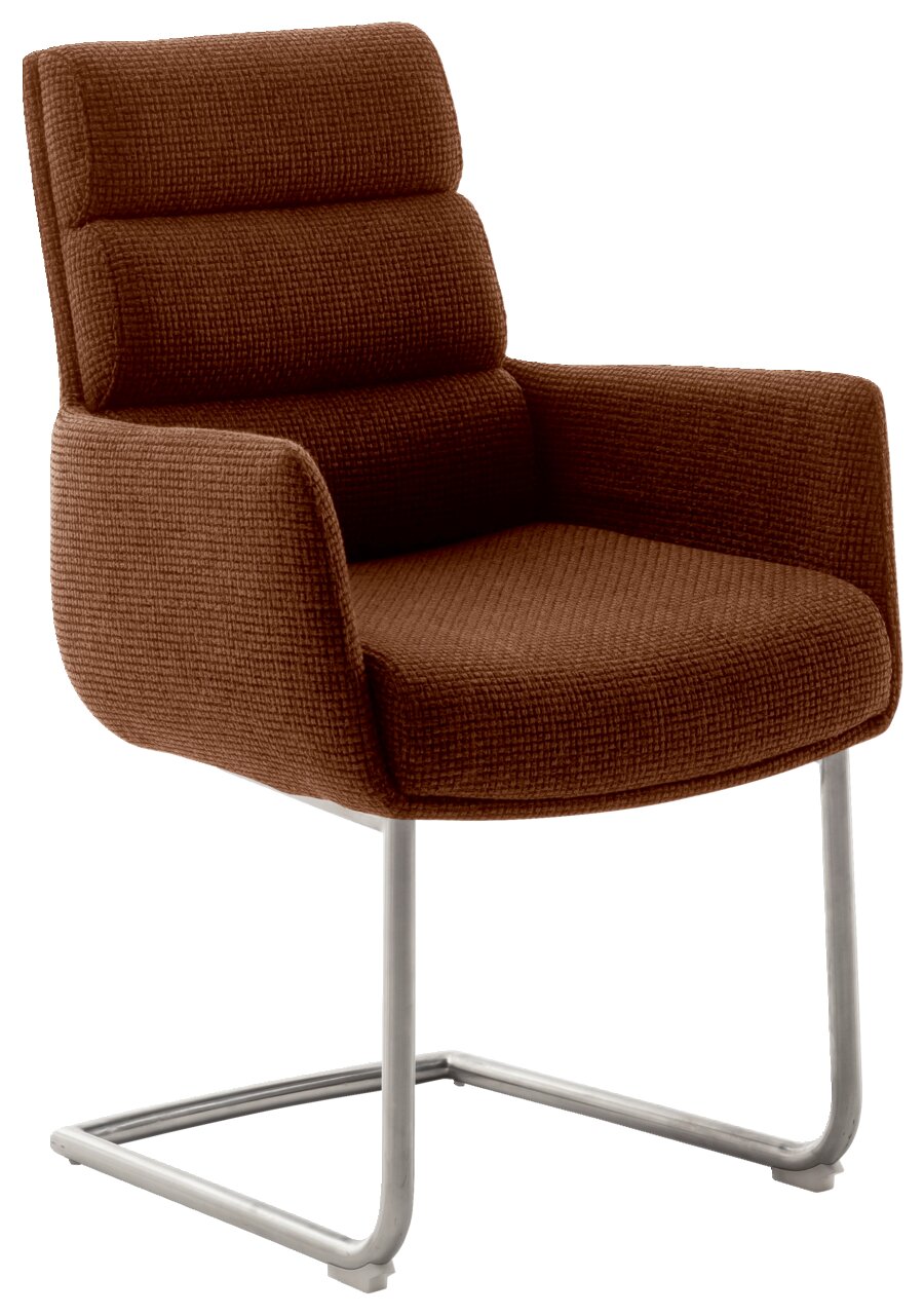 Dieter Knoll Freischwinger-Sessel LEXINGTON Brauner Freischwinger-Sessel mit gepolstertem Sitz und Rückenlehne, seitliche Perspektive