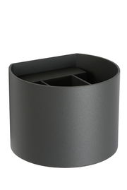 Moderne, halbrunde Wandleuchte XIO in mattem Schwarz, seitliche Perspektive