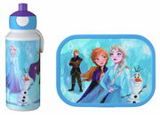 Trinkflasche und Brotdose im Frozen 2 Design mit Elsa, Anna, Olaf und Kristoff, Vorderansicht