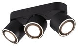 Dreifacher LED-Einbauspot TAURUS in schwarzem Gehäuse, von unten betrachtet