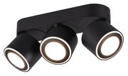 Dreifacher LED-Einbauspot TAURUS in schwarzem Gehäuse, von unten betrachtet