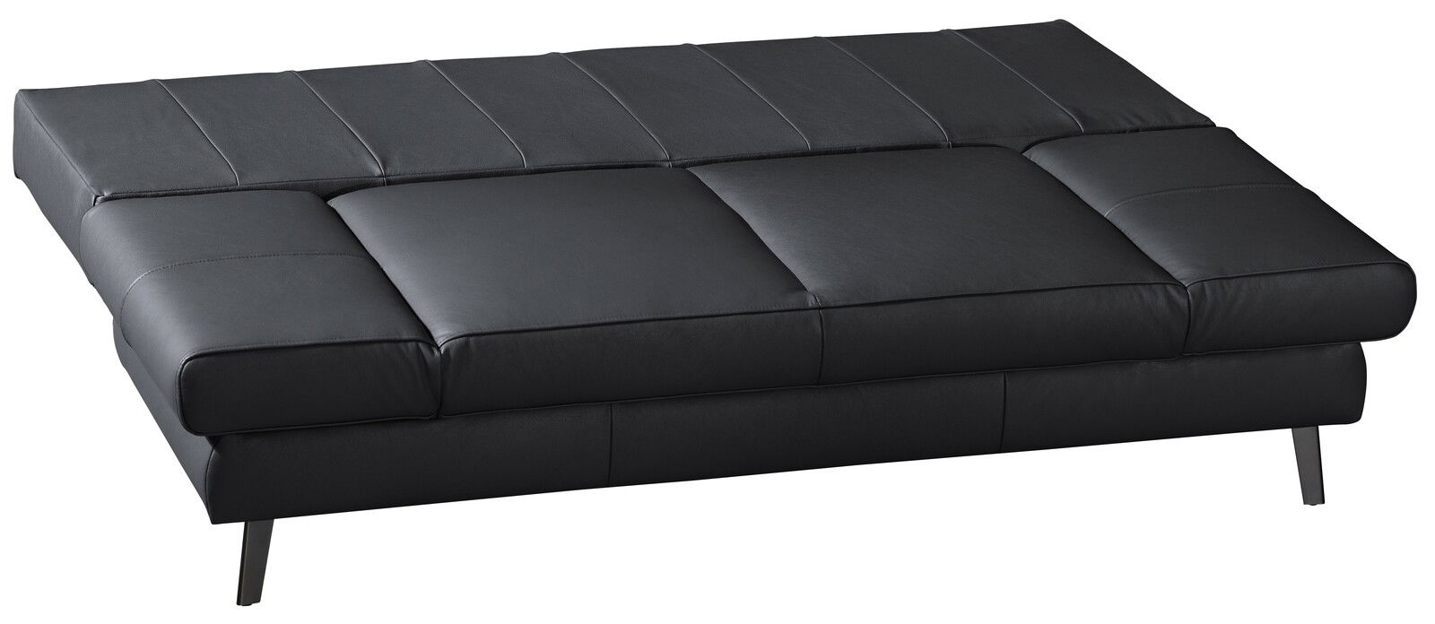 Schwarzes Querschläfer-Sofa in Liegeposition, seitliche Perspektive