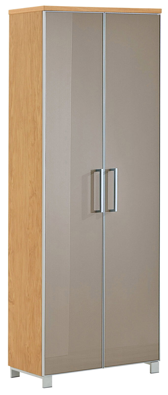 VOSS Dielenschrank SANTINA Moderner Dielenschrank mit Holzseiten und glänzenden Türen, Frontalansicht