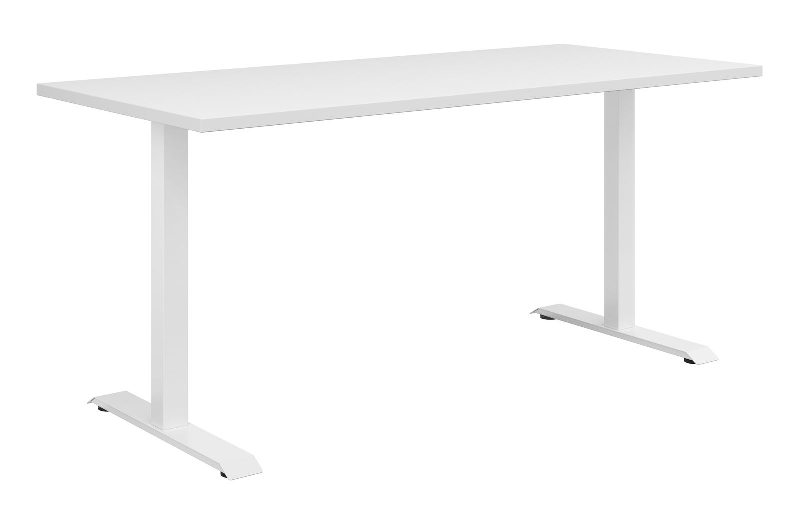 Voleo Schreibtisch CONNECT Moderner weißer Schreibtisch mit T-förmigen Beinen, seitliche Perspektive