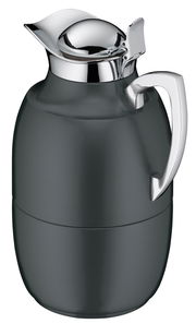 Elegante Isolierkanne Juwel in seitlicher Perspektive mit glänzendem Chromdeckel und Griff.