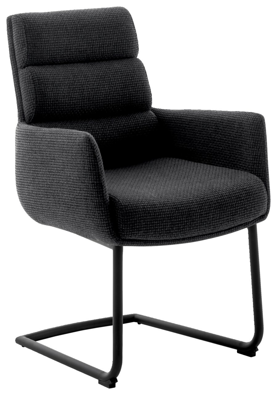 Dieter Knoll Freischwinger-Sessel LEXINGTON Moderner Freischwinger-Sessel in dunklem Stoffbezug, seitliche Perspektive