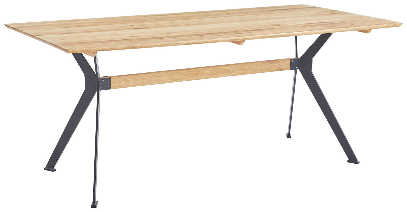 Z2 Esstisch KÖLN Moderner Esstisch aus Holz mit schwarzem Metallgestell, seitliche Perspektive