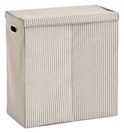 Wäschesammler mit Streifenmuster, rechteckig, mit Griffen, seitliche Perspektive